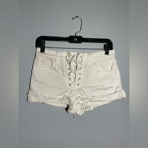 Express White Lace-Up Jean Shorts